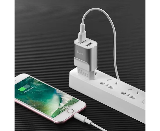 СЗУ Hoco C47A 2.1A 2USB Стальной