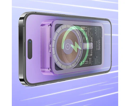 Портативное зарядное устройство Power Bank Hoco Q14A Ice Crystal PD20W с БЗУ 10000 mAh Purple