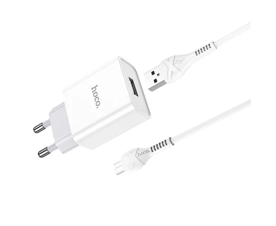 СЗУ HOCO C81A (1USB/2.1A) + MicroUSB Белый