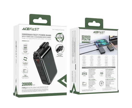 Портативное зарядное устройство Power Bank Acefast M4 PD67W 20 000 mAh Black