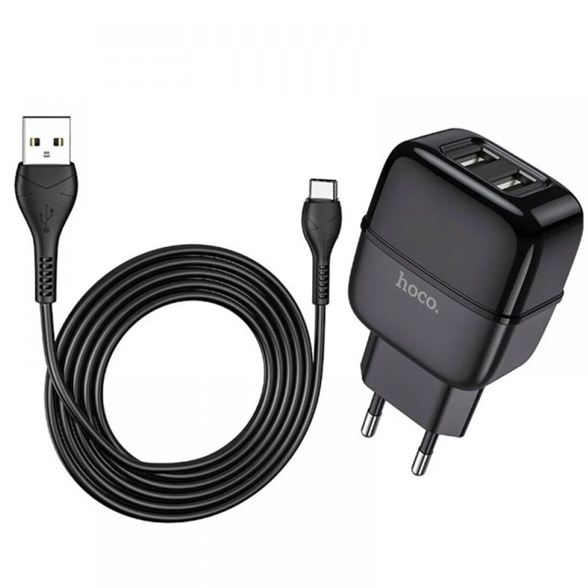 СЗУ HOCO C73A (2USB/2.4A) + Type-C Черный