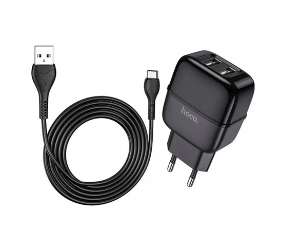СЗУ HOCO C73A (2USB/2.4A) + Type-C Черный