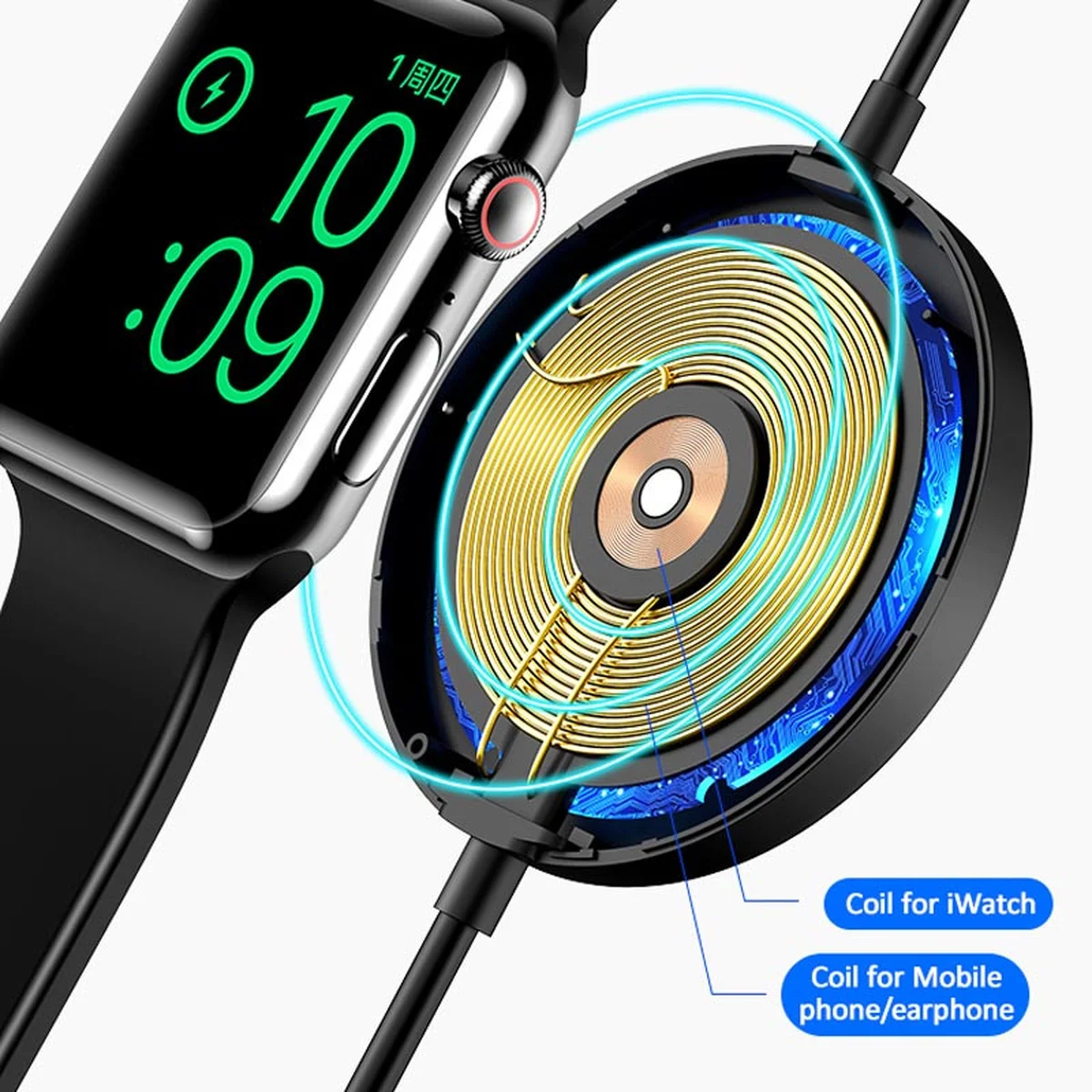 БЗУ Usams US-CC096 для Apple Watch + Lightning cable Черный