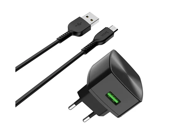 СЗУ Hoco C70A QC3.0 (1USB/3A) + microUSB Черный
