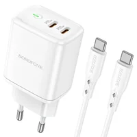 СЗУ Borofone BN9 PD35W (2Type-C) + Type-C to Type-C White