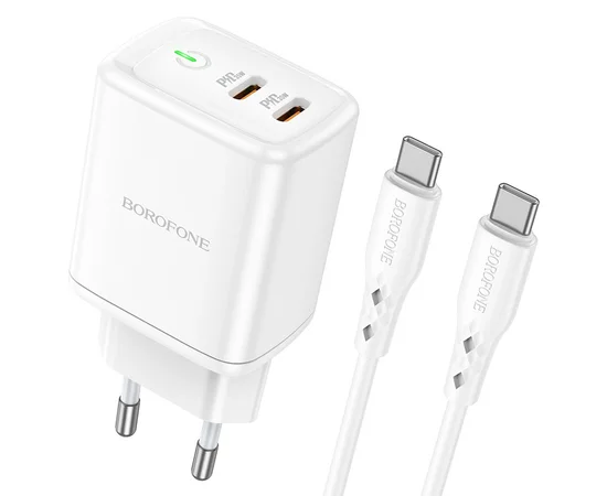 СЗУ Borofone BN9 PD35W (2Type-C) + Type-C to Type-C White