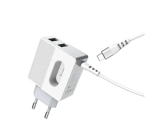 СЗУ Hoco C75 (2USB/2.4A) +lightning Белый