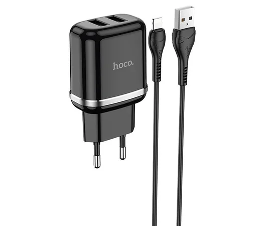 СЗУ Hoco N4 (2USB/2.4A) + Lightning Черный