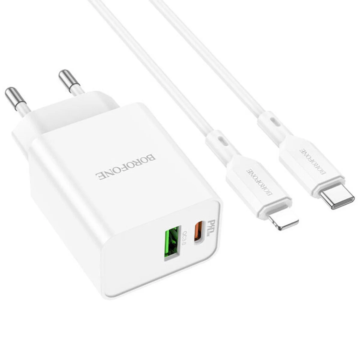 СЗУ Borofone BA69A Resource PD20W+QC3.0 (Type-C to Lighting) White