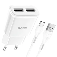 СЗУ HOCO C88A (2USB/2.4A) + Type-C Белый