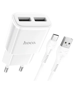 СЗУ HOCO C88A (2USB/2.4A) + Type-C Белый СЗУ HOCO C88A (2USB/2.4A) + Type-C Белый