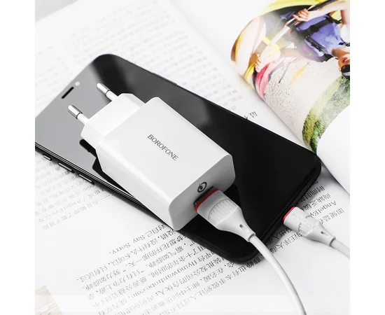СЗУ Borofone BA21A Long journey QC3.0 (1USB/3A) + MicroUSB Белый