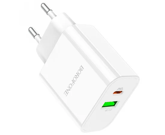 СЗУ Borofone BA55A PD20W+QC3.0 (1USB/1Type-C/3A) Белый