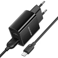 СЗУ Borofone BA53A Powerway (2USB/2.1A) + MicroUSB Черный