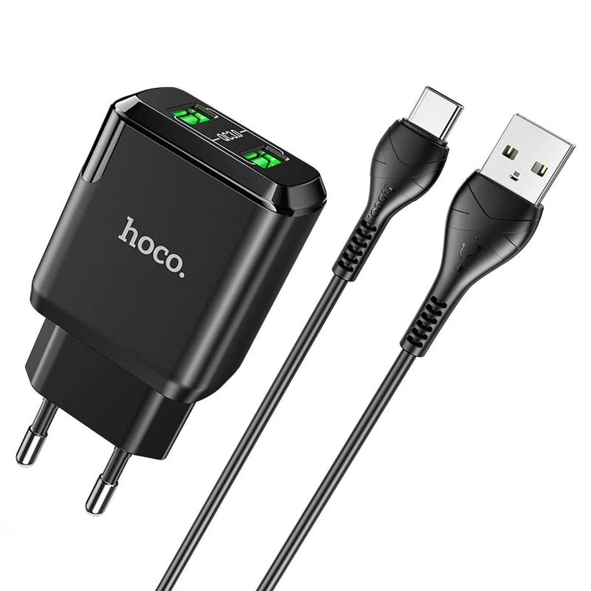 СЗУ HOCO N6 QC3.0 (2USB/3A) + USB - Type-C Черный