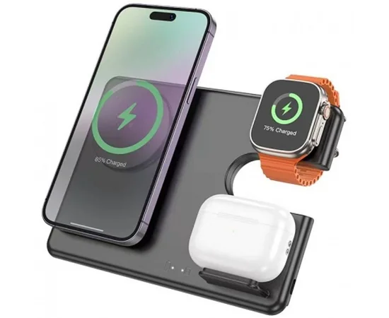 БЗУ Hoco CQ1 Geek folding 3-in-1 (for iWatch) Black