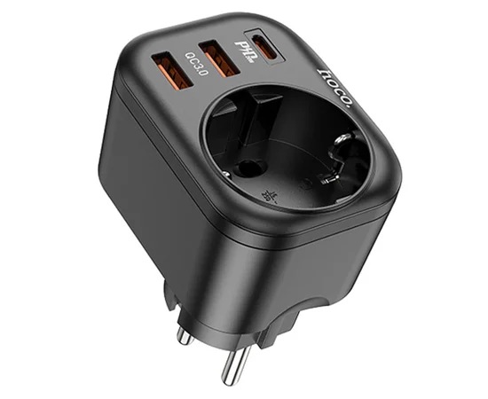 СЗУ Hoco NS3 Multifunctional PD20W (2USB/1Type-C/1xSocket) Black