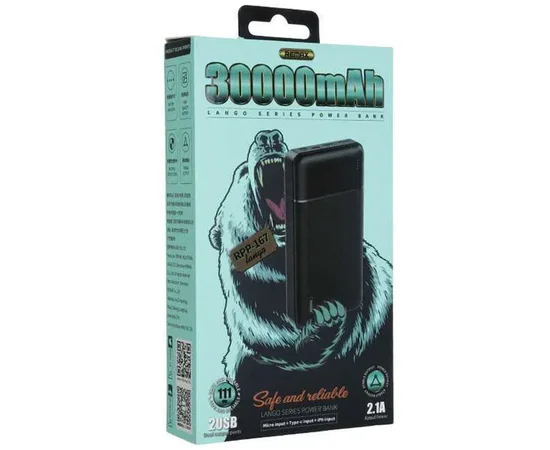 Портативное зарядное устройство Power Bank Remax RPP-167 Lango 30000 mAh Черный