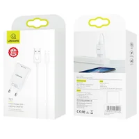 СЗУ USAMS T21 Charder kit - T18 single USB + Uturn Lightning cable Білий