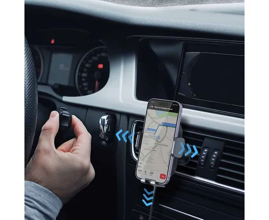 Автодержатель с БЗУ Baseus LightChaser Wireless Charging Electric Car Mount 15W (C40355900121-00) Black