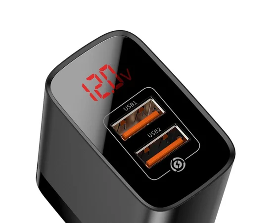 СЗУ Baseus Mirror Lake Dual QC Digital Display 2USB Черный