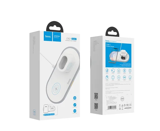 Бездротове зарядний пристрій HOCO CW21 3in1 Білий