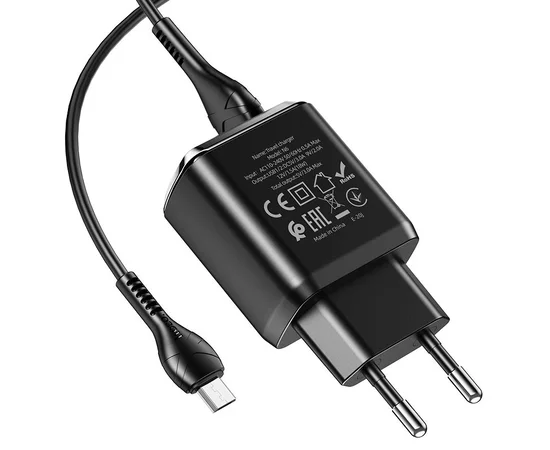 СЗУ HOCO N6 QC3.0 (2USB/3A) + USB - MicroUSB Черный