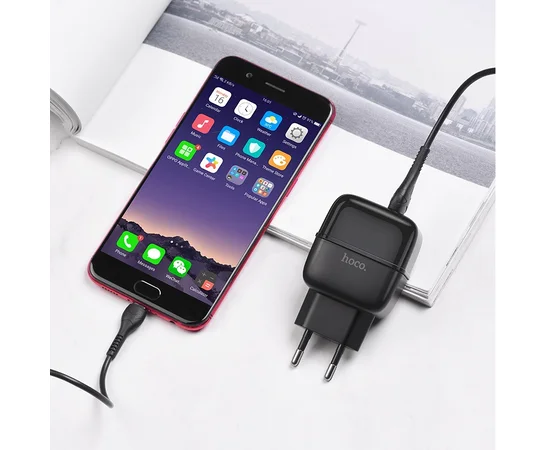 СЗУ Hoco C77A (2USB/2.4A) + MicroUSB Черный