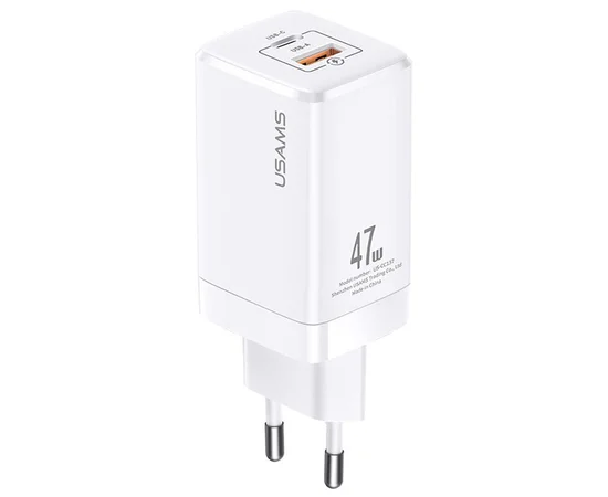 СЗУ Usams US-CC137 T41 47W GaN PD + QC Mini Белый