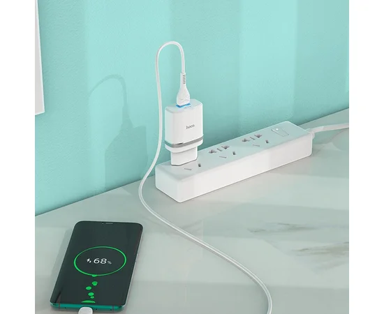 СЗУ Hoco C12Q Smart QC3.0 (1USB/3A) + Type-C Белый