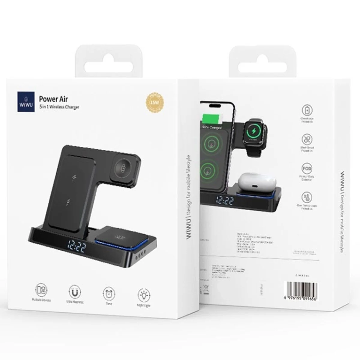 БЗУ WIWU Wi-W006 5 in 1 wireless charger Black