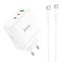 СЗУ Hoco N30 Glory PD65W (2Type-C/1USB) + Type-C to Type-C White