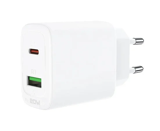 СЗУ Acefast A25 PD20W (USB-C+USB-A) dual port White