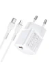СЗУ HOCO N10 Starter single port PD 20W + Type-C to Lightning Белый