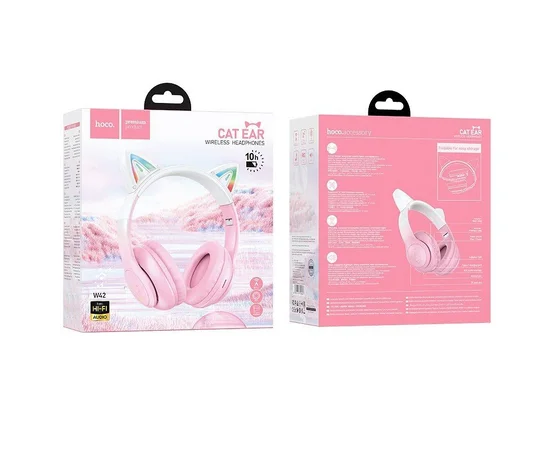 Накладные беспроводные наушники Hoco W42 Cat Cherry blossom