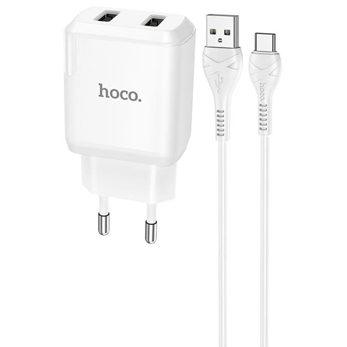 СЗУ HOCO N7 (2USB/2,1A) + USB - Type-C Білий
