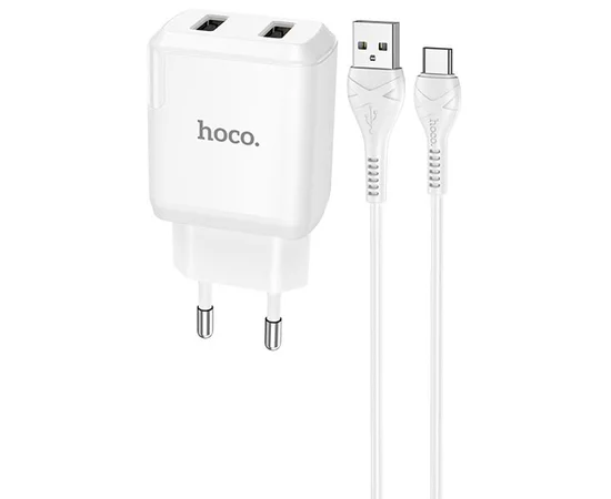 СЗУ HOCO N7 (2USB/2,1A) + USB - Type-C Белый
