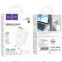 СЗУ Hoco C113A Awesome PD65W (1USB/1Type-C) + Type-C to Type-C White