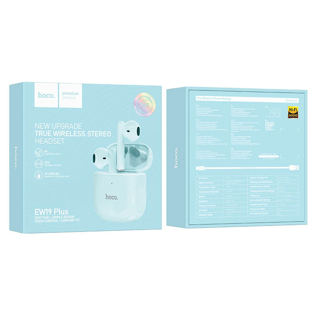 Беспроводные TWS наушники Hoco EW19 Plus Sierra Blue