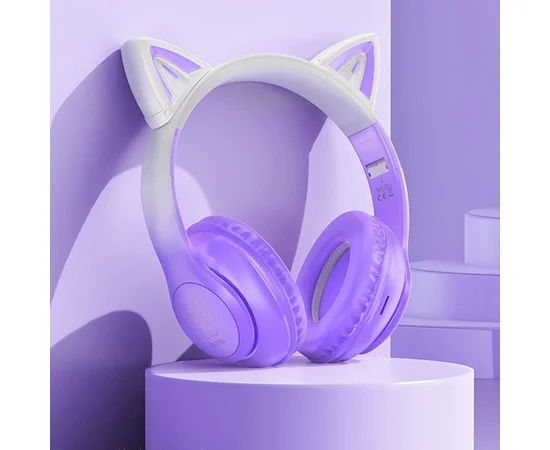 Накладные беспроводные наушники Hoco W42 Cat Purple grape