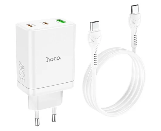 СЗУ Hoco N33 Start PD35W (2C/1A) + Type-C to Type-C White