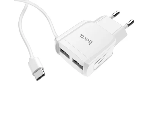 СЗУ Hoco C59A (2USB/2.4A) + Type-C Белый