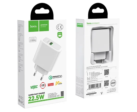 СЗУ Hoco C69A QC3.0 (1USB/2A) Белый