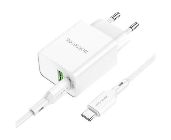 СЗУ Borofone BA69A Resource PD20W+QC3.0 (Type-C to Type-C) White