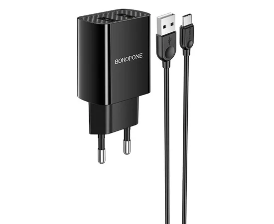 СЗУ Borofone BA53A Powerway (2USB/2.1A) + Type-C Черный
