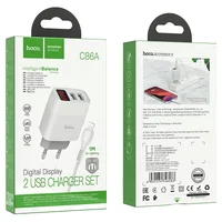 СЗУ HOCO C86A (2USB/2.4A) + Lightning Белый