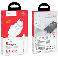 СЗУ HOCO N2 (1USB / 2.1A) + USB - Type-C Білий