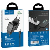 СЗУ HOCO N2 (1USB/2.1A) + USB - MicroUSB Черный