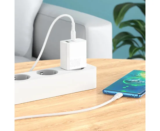 СЗУ Borofone BA75A PD30W+QC3.0 + Type-C + Lightning White