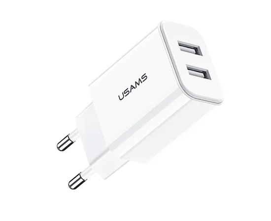 СЗУ Usams US-CC067 T13 Dual USB Travel Charger Белый